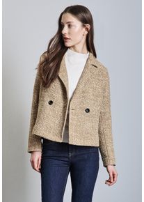 Street One Damen Jackenblazer, beige, casual, Gr. 44, meliert, Bouclu00e9, Obermaterial: 90% Polyester, 10% Baumwolle, Blazer, mit Bouclé-Struktur