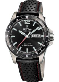 Festina Herren Quarzuhr "Calendario Titanium", schwarz, Armbanduhren, Armbanduhr, Herrenuhr, analog, Tag, Wochentag