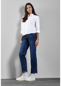 Street One Damen Langarmbluse, weiß, casual, Gr. 44, unifarben, Web, 100% Baumwolle, Blusen, aus reiner Baumwolle