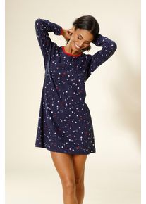 Vivance Dreams Damen Nachthemd, Gr. 32, blau, Single Jersey, Obermaterial: 100% Baumwolle, gemustert, feminin, Kleider, mit niedlichem