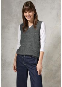 Cecil Damen V-Ausschnitt-Pullover, grau, casual, Gr. XXL, unifarben, Web, 37% Baumwolle, 34% Polyacryl, 26% Polyester, 3% Elasthan, Pullover, im