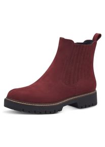 Tamaris Damen Chelseaboots, Gr. 38, rot, Nubukleder, Elastischer Einsatz, unifarben, klassisch, Schuhe, Blockabsatz, Stiefelette, Businessschuh mit