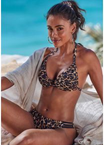 Bruno Banani Damen Triangel-Bikinileo bedruckt, Gr. 34, Animalprint, kontrastfarbene Details, Recycling-Polyamid, Bikini-Sets, mit kontrastfarbigen