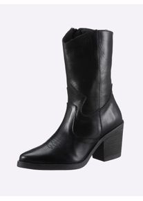Heine Damen Stiefel, Gr. 38, schwarz, Leder, Glattleder, Rindsleder, modisch, Schuhe