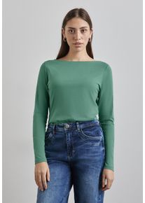 Street One Damen Langarmshirt, grün, casual, Gr. 40, unifarben, Web, 100% Baumwolle, Shirts, aus reiner Baumwolle