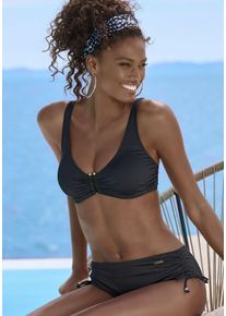 Lascana Damen Bügel-Bikini-Top "Italy", schwarz, Gr. 38, unifarben, Microfaser, Bikini-Oberteile, mit goldfarbigen Accessoire