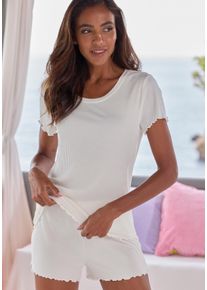 Vivance Dreams Damen Shorty, Gr. 32, beige, Single Jersey, Obermaterial: 92% Modal (TENCEL), 8% Elasthan, unifarben, modisch, Homewear-Sets, mit