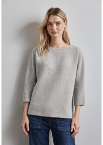 Street One Damen 3/4-Arm-Shirt, grau, casual, Gr. 42, meliert, Jersey, Obermaterial: 76% Polyester, 21% Viskose, 3% Elasthan, Shirts, mit feiner