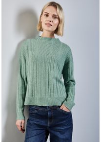 Street One Damen Strickpullover, grün, casual, Gr. 38, meliert, Strukturmuster, Strick, Obermaterial: 33% Polyester, 31% Polyacryl, 24% Baumwolle,