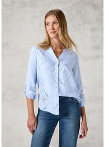 Cecil Damen Langarmbluse, blau, casual, Gr. XXL, gemustert, Stoff, 100% Viskose, Blusen, aus softer Viskose