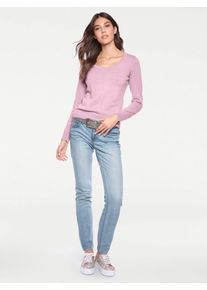 Heine Damen Rundhalspullover "Rundhals-Pullover", rosa, Gr. 44, unifarben, 100% Baumwolle, Pullover