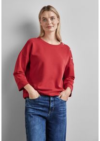 Street One Damen Langarmshirt, rot, casual, Gr. 36, unifarben, Stoff, 46% Modal, 46% Polyester, 8% Elasthan, Shirts, mit Knopf Details