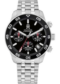 Tommy Hilfiger Herren Chronograph "TH85 CHRONOGRAPH", silber, Armbanduhren, Quarzuhr, Armbanduhr, Herrenuhr, Edelstahlarmband, analog, Tag