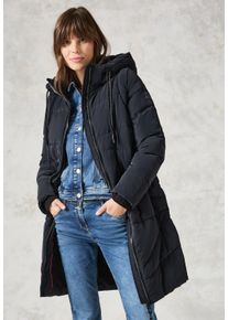 Cecil Damen Steppmantel, blau, casual, Gr. XXL, unifarben, Strukturmuster, Steppware, Obermaterial: 100% Polyester, Mäntel, mit Kapuze
