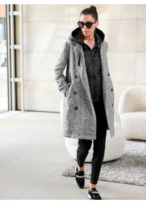 Heine Damen Wintermantel, schwarz-weiß, Gr. 40, unifarben, unifarben mit Farbeinsatz, unifarben mit Farbeinsätzen, 81% Polyester, 10% Baumwolle, 7%