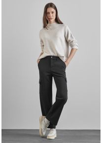 Street One Damen Cargohose, schwarz, casual, Gr. 42, kariert, Stoff, 53% Polyester, 22% Polyamid, 22% Viskose, 3% Elasthan, Hosen, im elastischen