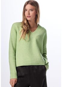 Damen Strickpullover, grün, casual, Gr. 42, STREET ONE STUDIO, unifarben, Web, 37% Baumwolle, 34% Polyacryl, 26% Polyester, 3% Elasthan, Pullover,