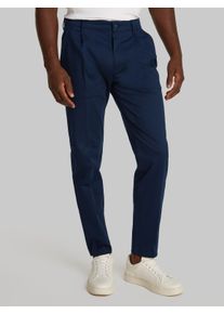Calvin Klein Herren Bundfaltenhose "SATEEN STRETCH TAPERED PLEAT", blau, casual, Gr. 40, unifarben, Satin, Obermaterial: 98% Baumwolle, 2% Elasthan,