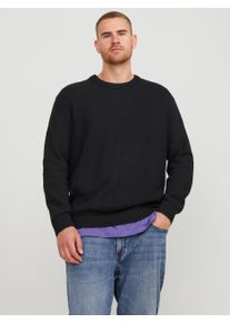 Jack & Jones PlusSize Herren Rundhalspullover "JORBRODY KNIT CREW NECK BF PLS", schwarz, Basic, Gr. 5XL, JACK & JONES PLUSSIZE, Strick, Obermaterial: 70% Baumwolle, 30%
