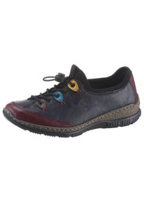 Rieker Damen Slipper, Gr. 36, bunt, Lederimitat, Textil, kontrastfarbene Details, sportlich, Schuhe, mit sportlichem Schnellverschluß