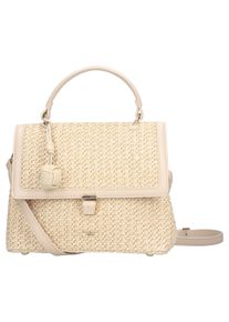 Rieker Damen Henkeltasche, beige, Textil, Lederimitat, unifarben, Flechtoptik, Taschen, Handtasche, Umhängetasche Damen mit abnehmbarem Umhängeriemen