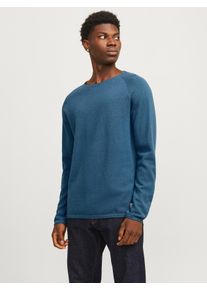 Jack & Jones JACK & JONES Herren Rundhalspullover "JJEHILL KNIT CREW NECK NOOS", blau, modisch, Gr. S, unifarben, Strick, Obermaterial: 100% Baumwolle, Pullover,