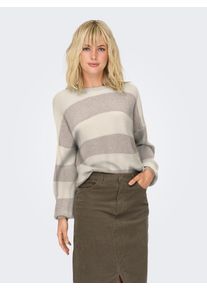 Only Damen Strickpullover "ONLATIA L/S STRIPE PULLOVER KNT NOOS", beige, modisch, Gr. XS, gestreift, Strick, Obermaterial: 50% Viskose, 27% Nylon,