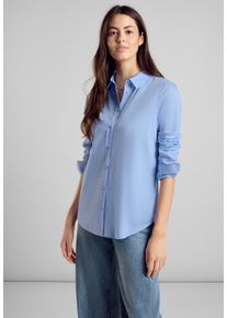 Street One Damen Longbluse, blau, casual, Gr. 34, unifarben, Web, Stoff, 74% Baumwolle, 24% Polyamid, 2% Elasthan, Blusen, in Unifarbe