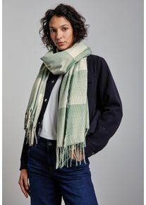 Street One Damen Halstuch, grün, casual, kariert, Stoff, 65% Polyester, 35% Viskose, Modetücher, mit Fransenkante