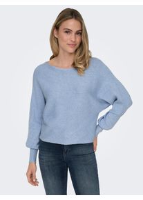 Only Damen Strickpullover "ONLADALINE L/S SHORT PULLO KNT NOOS", blau, modisch, Gr. M, meliert, Strick, Obermaterial: 80% Viskose, 20% Nylon, Pullover