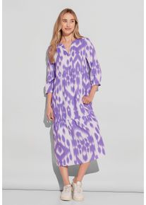 Street One Damen Maxikleid, lila, casual, Gr. 36, gemustert, Stoff, 100% Leinen, Kleider, aus Leinen
