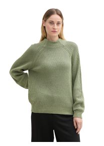 Tom Tailor Damen Stehkragenpullover, grün, casual, Gr. XXL, Strick, Obermaterial: 65% Baumwolle, 30% Polyamid, 5% Wolle, Pullover