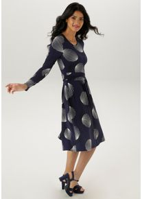 Damen Jerseykleid, blau, modisch, Gr. 36, Aniston SELECTED, gemustert, bedruckt, Single Jersey, Obermaterial: 95% Viskose, 5% Elasthan, Kleider, mit