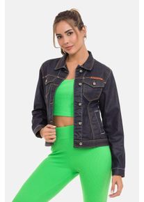 Cipo & Baxx CIPO & BAXX Damen Jeansjacke "Jeansjacke", blau, casual, Gr. XL, unifarben, 100% Baumwolle, Jacken, mit stylischen auffälligen Elementen, WJ207