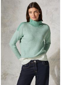 Cecil Damen Rollkragenpullover, grün, casual, Gr. XS, unifarben, Web, 37% Baumwolle, 34% Polyacryl, 26% Polyester, 3% Elasthan, Pullover, im Melange