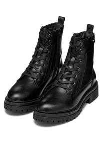 Geox Damen Schnürboots "D IRIDEA G", Gr. 38, schwarz, Leder, casual, Schuhe, Chunky Boot, Plateau Stiefelette mit Blockabsatz
