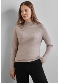 Street One Damen Rollkragenpullover, beige, casual, Gr. 42, unifarben, Stoff, 75% Viskose, 25% Polyamid, Pullover, mit Materialmix