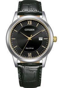 Citizen Herren Solaruhr, schwarz, Armbanduhren, Armbanduhr, Herrenuhr, Lederarmband, analog, Tag