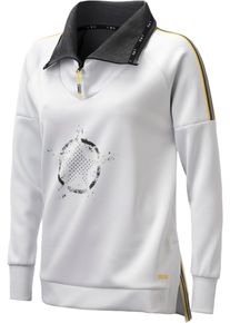 LPO Damen Fleecejacke "Sweat Troyer HAINESVILLE WOMEN", weiß, casual, Gr. 38, 82% Polyester; 18% Elastan, Jacken, Modischer Print