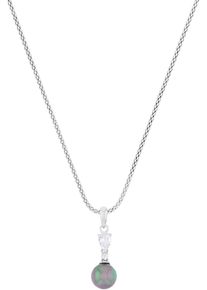 Amor Damen Kette mit Anhänger "2039270", Silber 925 (Sterlingsilber), L: 42cm, schwarz, Silber 925 (Sterlingsilber), Halsketten, mit Zirkonia