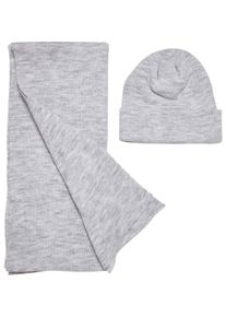Urban Classics Damen Beanie "Urban Classics Unisex Recycled Basic Beanie and Scarf Set", grau, Kunstfaser, Mützen
