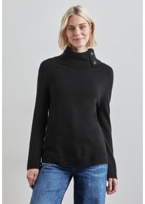 Street One Damen Rollkragenpullover, schwarz, casual, Gr. 34, unifarben, Stoff, 52% Viskose, 28% Polyester, 20% Nylon, Pullover, mit Knopf Details