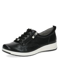 Caprice Damen Sneaker, Gr. 37, schwarz, Nappaleder, sportlich, Schuhe, Freizeitschuh, Halbschuh, Schnürschuh in Komfortweite H (=sehr weit)