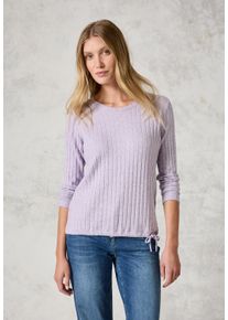 Cecil Damen Langarmshirt, lila, casual, Gr. XXL, unifarben, Stoff, 80% Viskose, 17% Polyester, 3% Elasthan, Shirts, mit Materialmix