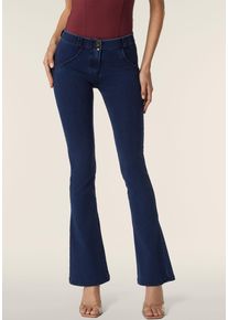 Freddy Damen Leggings "WRUP MINI-FLARE REGULAR", blau, casual, Gr. S, Web, Obermaterial: 84% Baumwolle, 16% Elasthan, Hosen, mit Lifting & Shaping