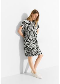 Cecil Damen Sommerkleid, schwarz, casual, Gr. S, bedruckt, Stoff, 55% Leinen, 45% Viskose, Kleider, soft und trageangenehm