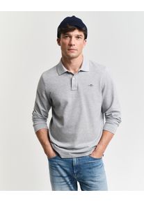 Gant Herren Poloshirt "REG SHIELD LS PIQUE RUGGER", grau, casual, Gr. XXL, Jersey, Obermaterial: 100% Baumwolle, Shirts, mit Logotickerei auf der