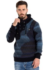 Cipo & Baxx CIPO & BAXX Herren Strickpullover, blau, casual, Gr. S, Strick, Obermaterial: 93% Polyacryl, 7% Wolle, Pullover