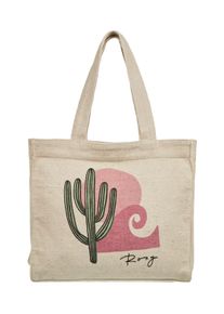Roxy Damen Strandtasche "Drink The Wave", beige, 53% Baumwolle, 30% Polyester, 8% Modacryl, 6% Viskose, 3% Nylon, Taschen