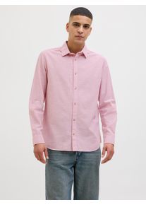 Jack & Jones JACK & JONES Herren Langarmhemd "JJESUMMER SHIRT LS SN", pink, modisch, Gr. XS, unifarben, Web, Obermaterial: 83% Baumwolle, 17% Leinen, Hemden, mit